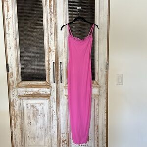 SKIMS Pink Pencil Midi Dress for Night Out